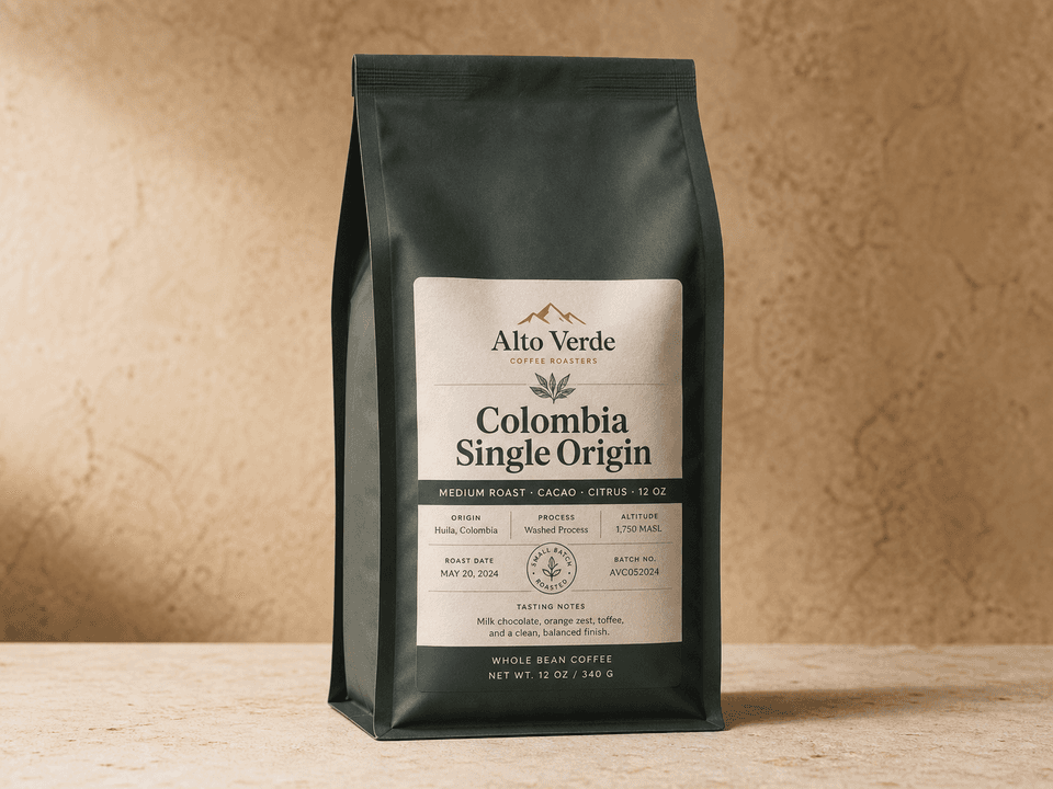 Standard Bag Front Label coffee bag label example
