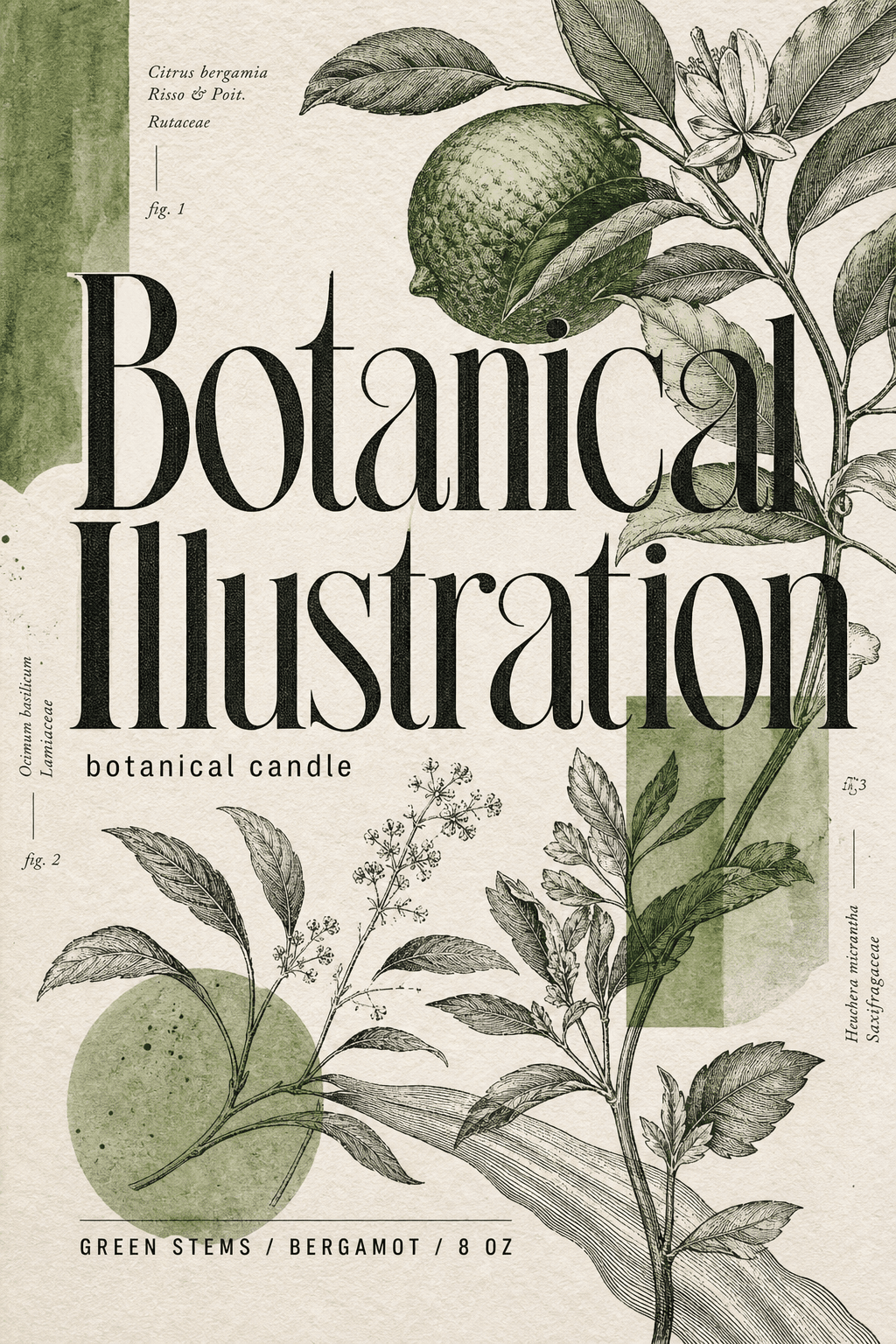 Botanical Illustration candles label template