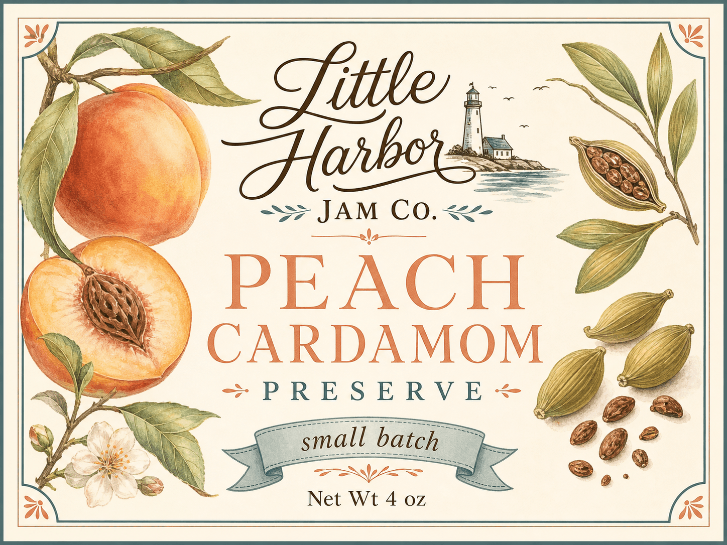 Little Harbor Peach Cardamom jams label template