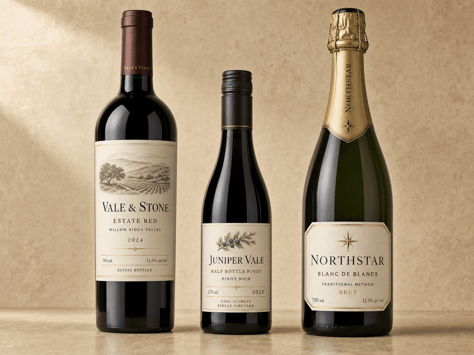 Wine bottle product photo with premium label examples