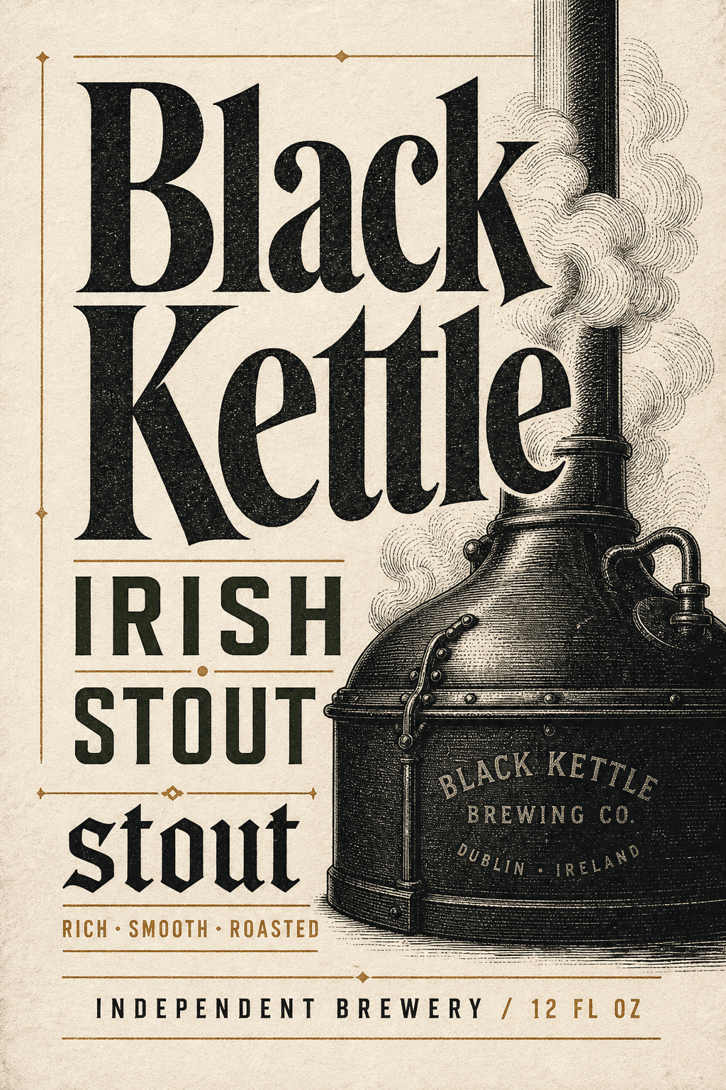 Black Kettle Irish Stout beer label template