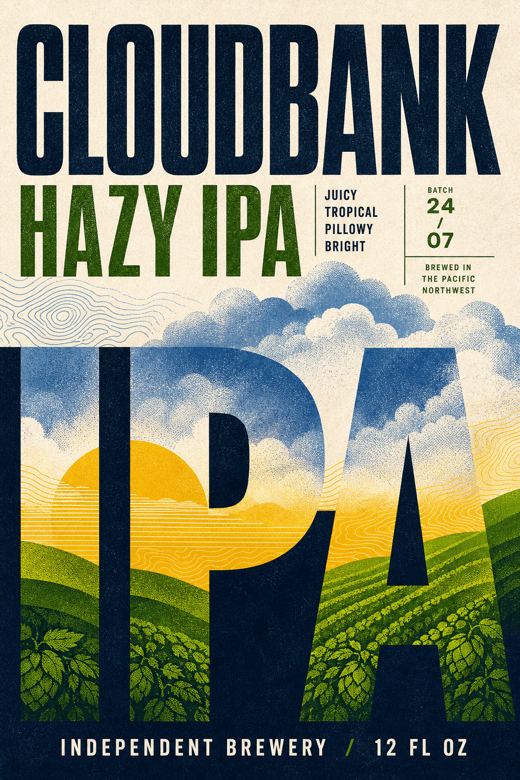 Cloudbank Hazy IPA beer label template