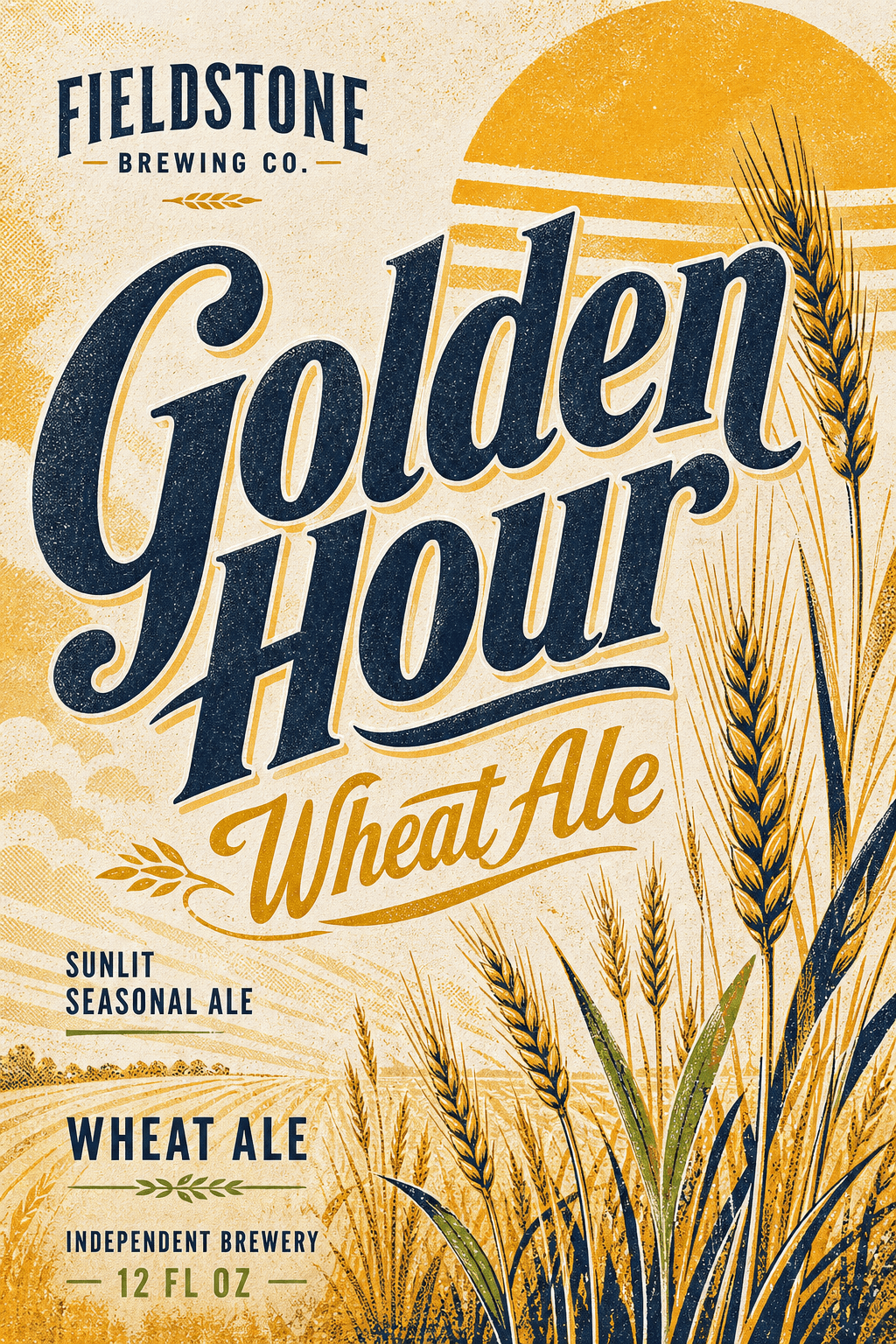 Golden Hour Wheat Ale beer label template