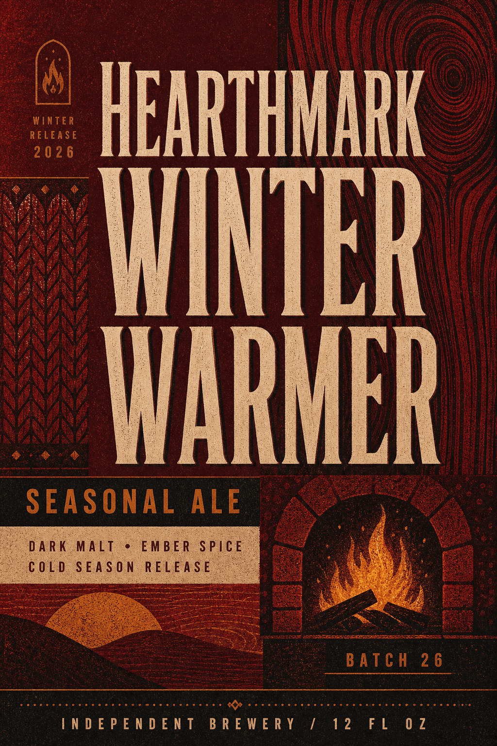 Hearthmark Winter Warmer beer label template
