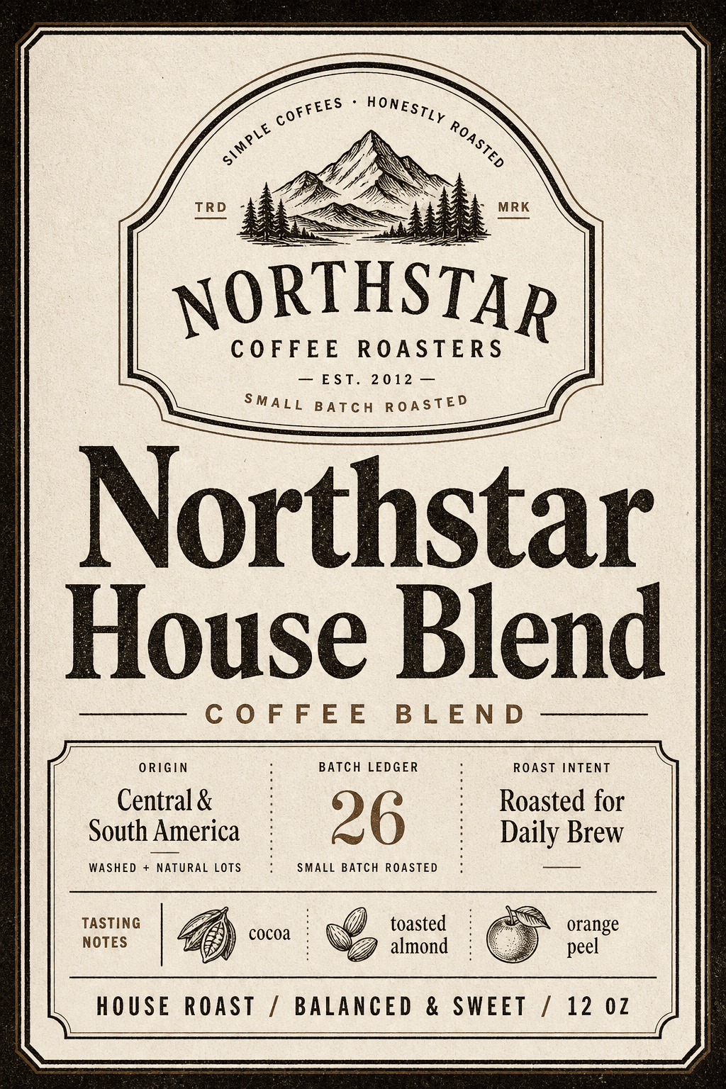 Northstar House Blend coffee label template