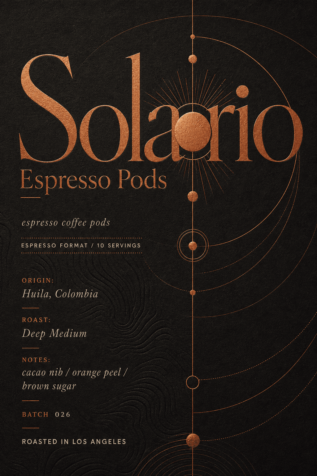 Solario Espresso Pods coffee label template