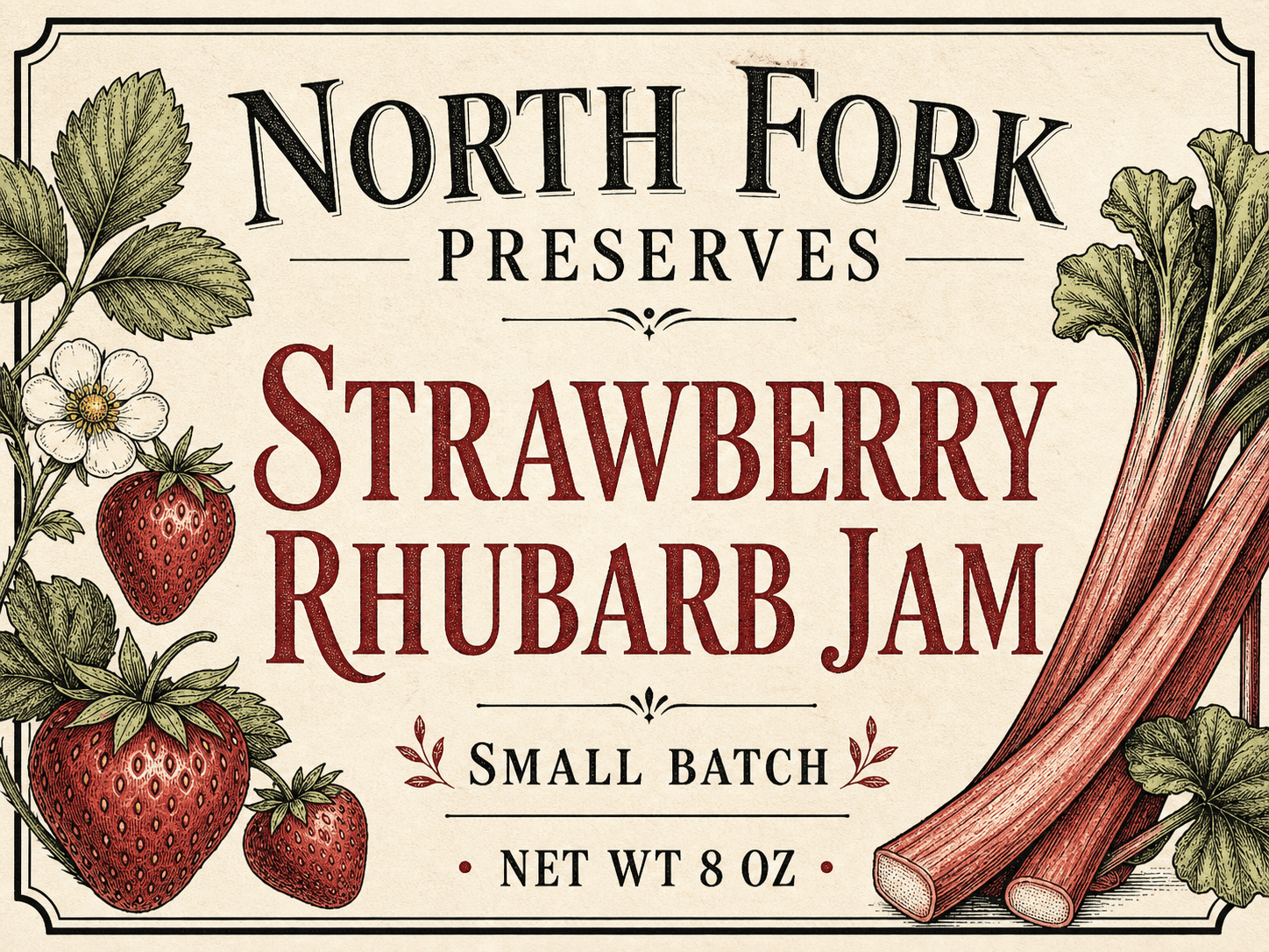 Strawberry Rhubarb Jam product label template