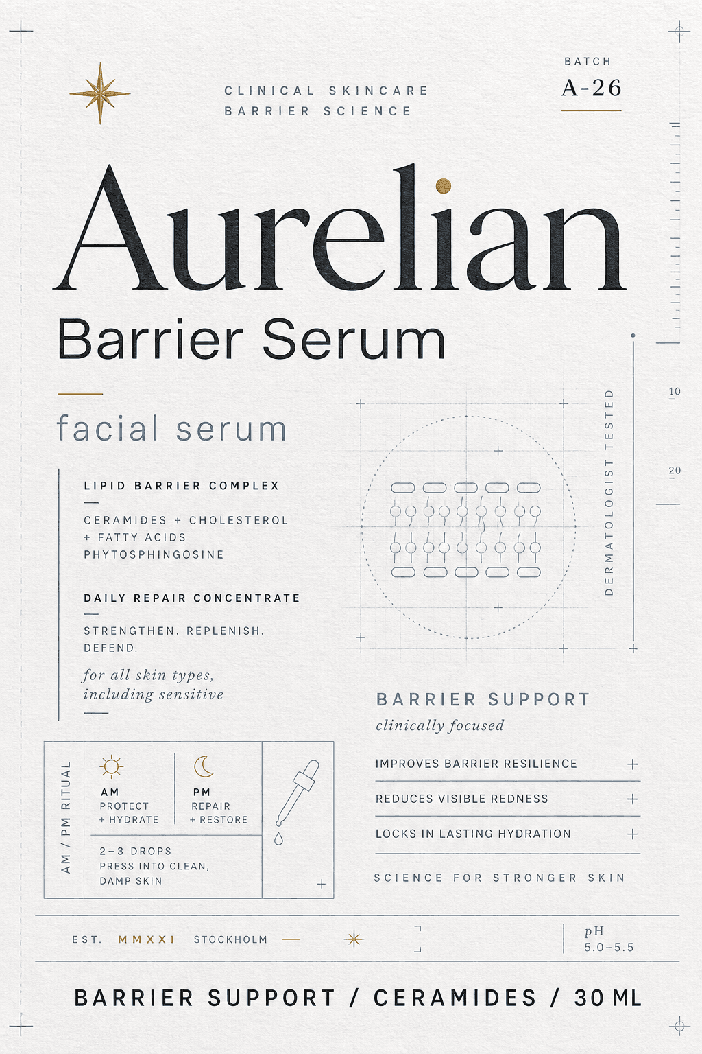 Barrier Serum product label template