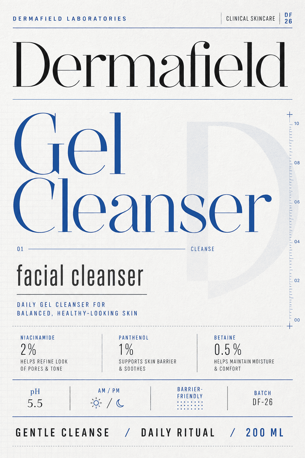 Dermafield Gel Cleanser skincare label template