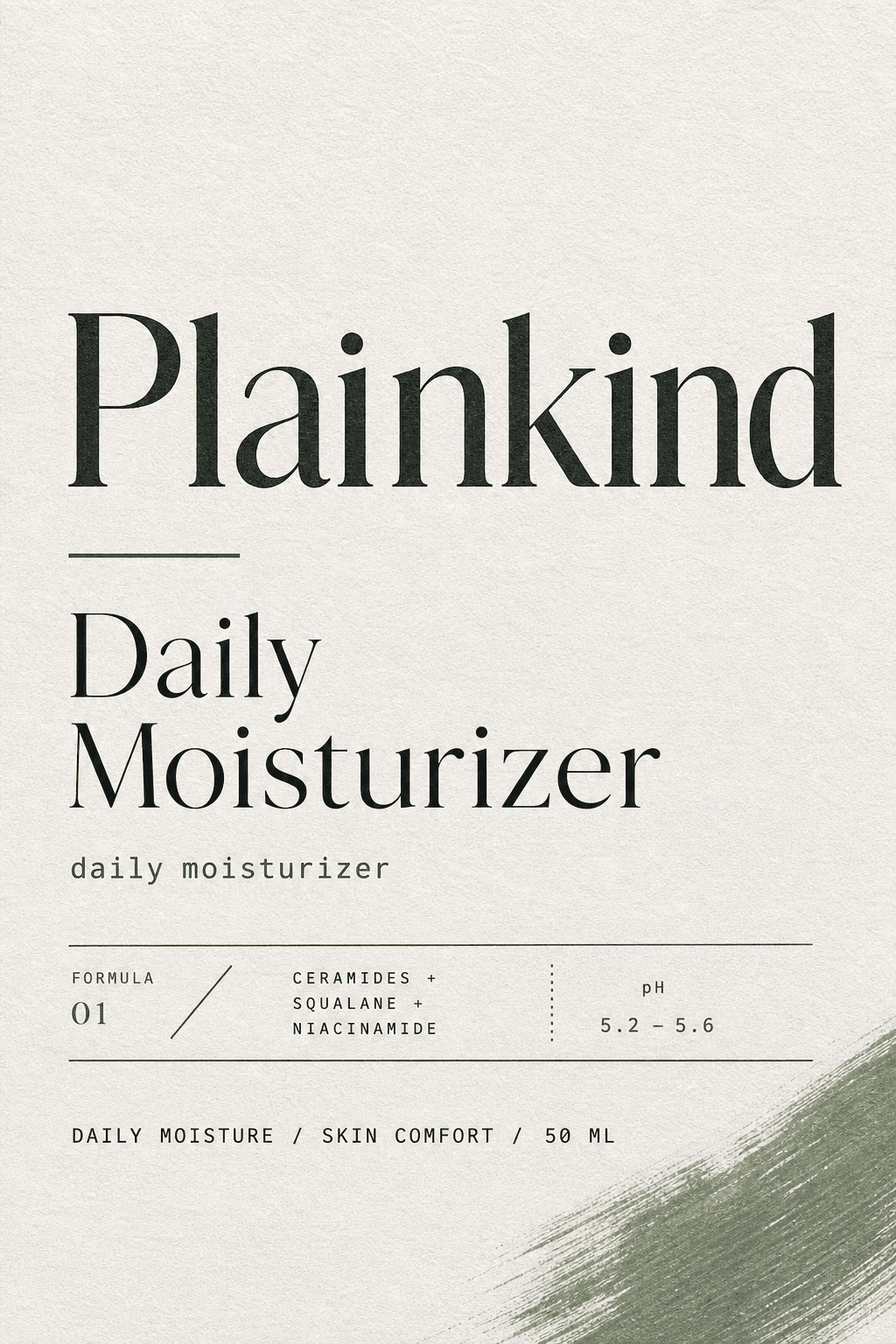 Plainkind Daily Moisturizer skincare label template
