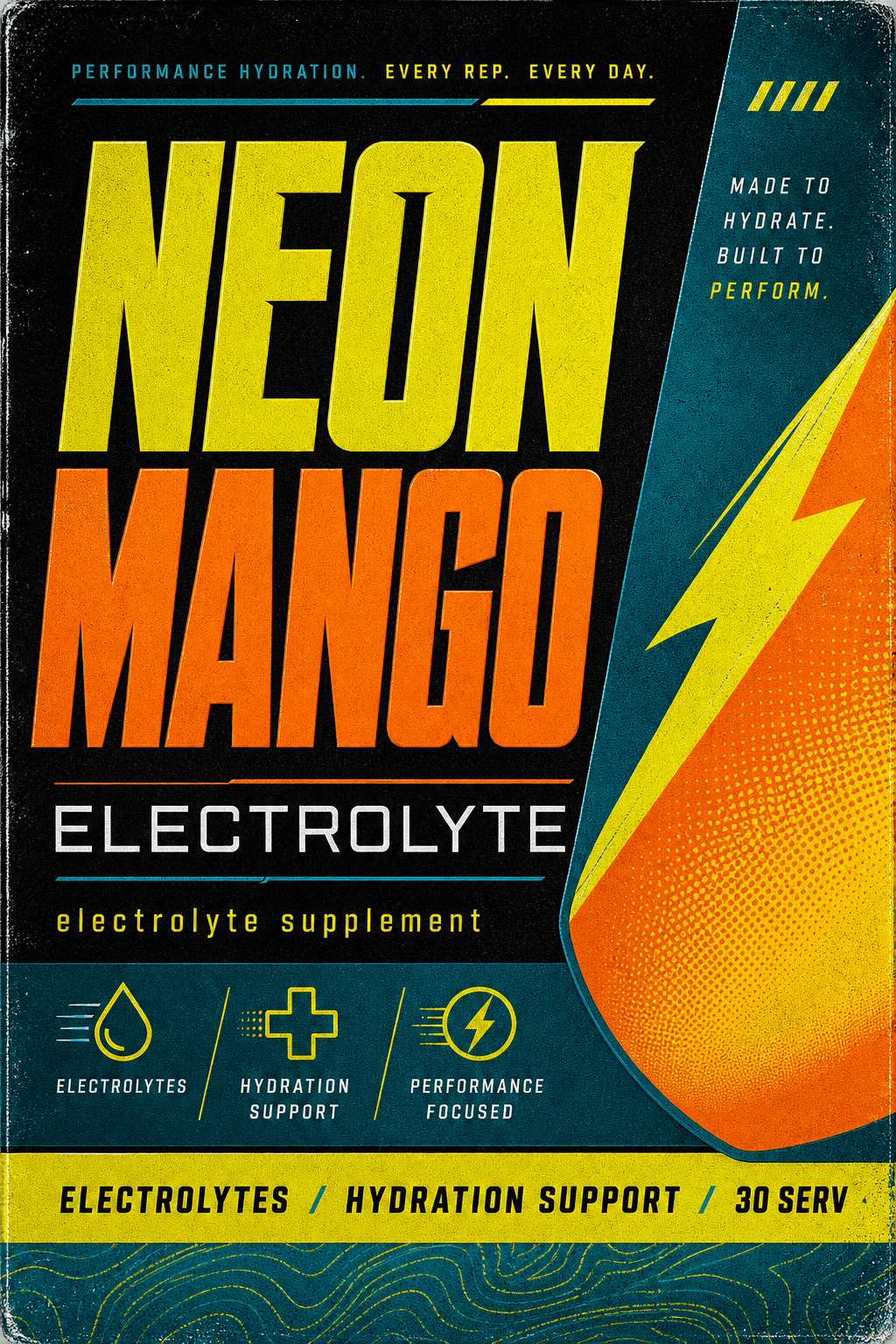 Neon Mango Electrolyte front label direction