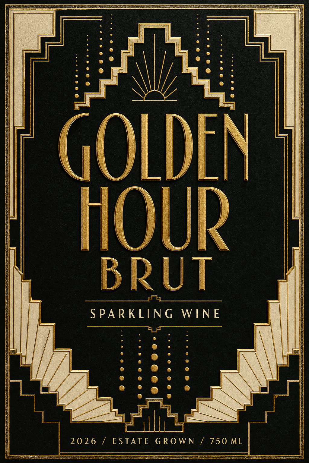 Golden Hour Brut wine label template