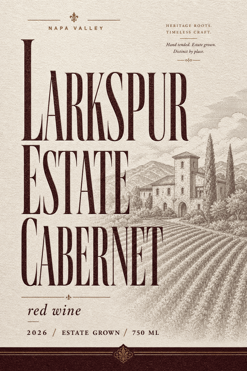 Larkspur Estate Cabernet wine label template