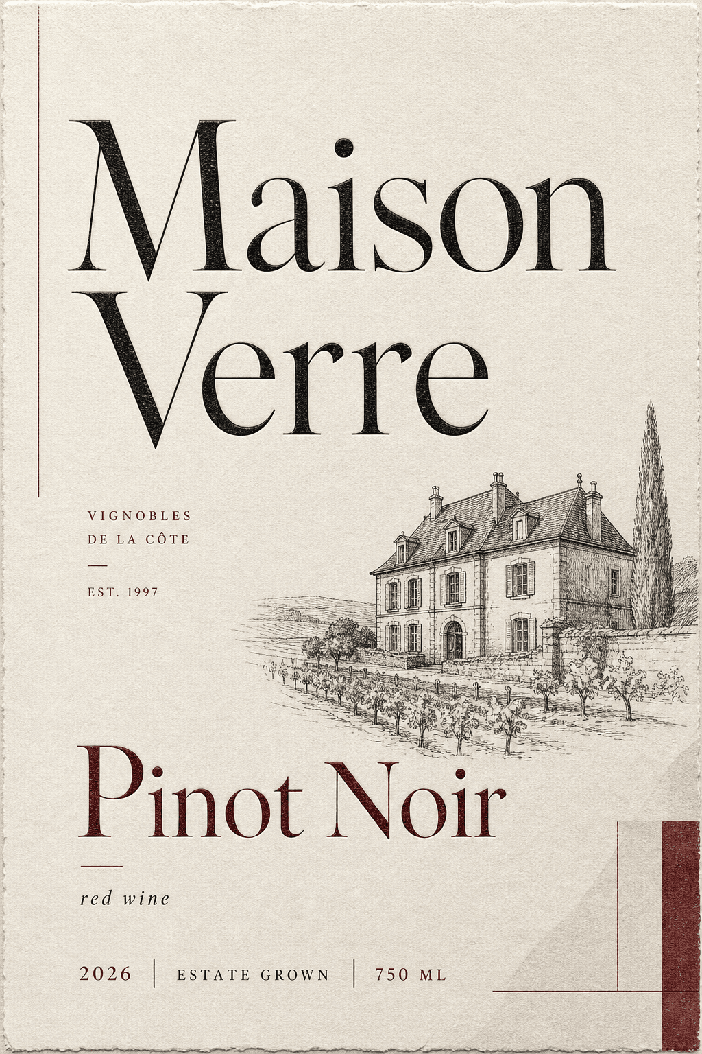 Maison Verre Pinot Noir wine label template