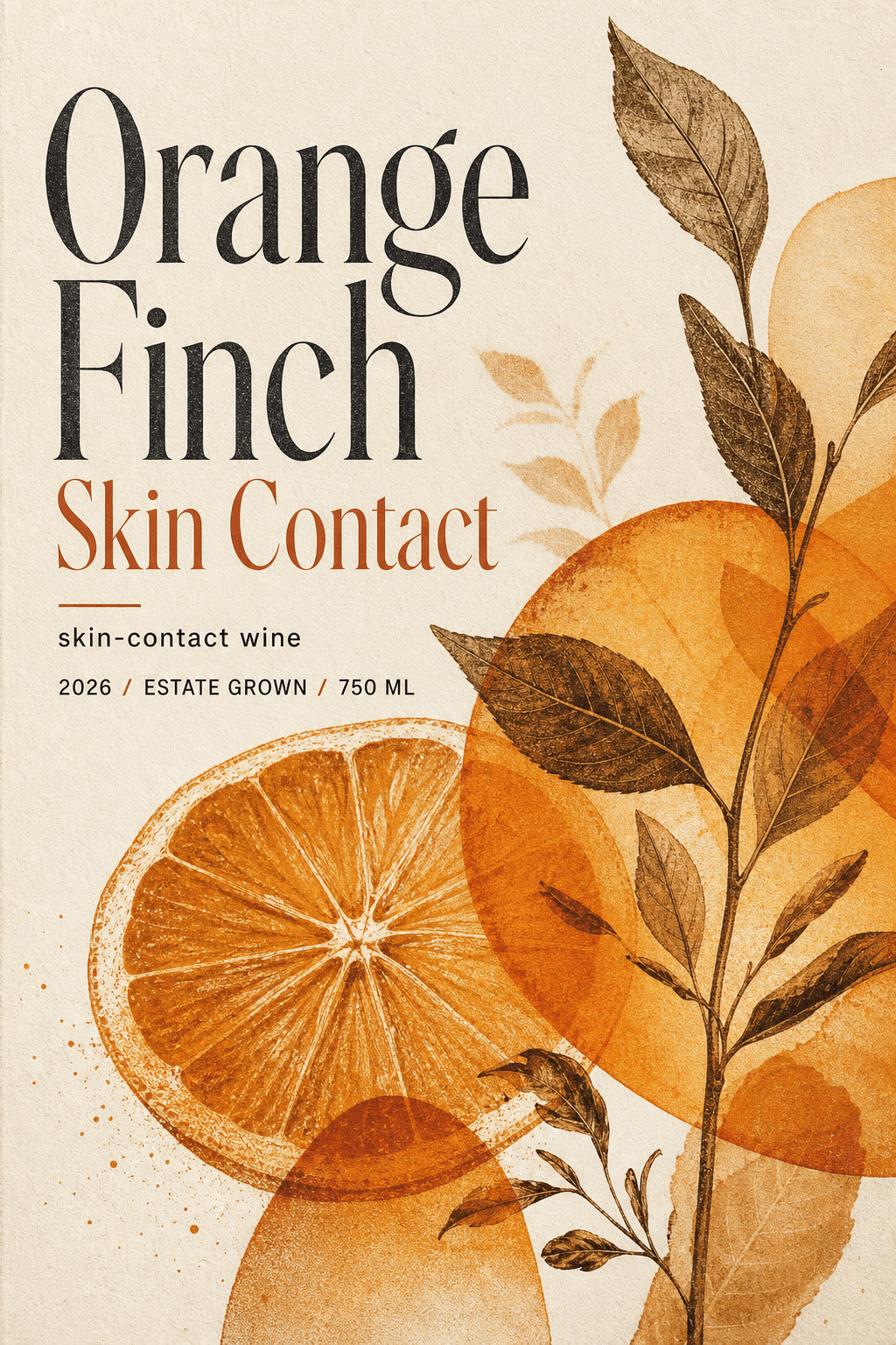 Orange Finch Skin Contact wine label template