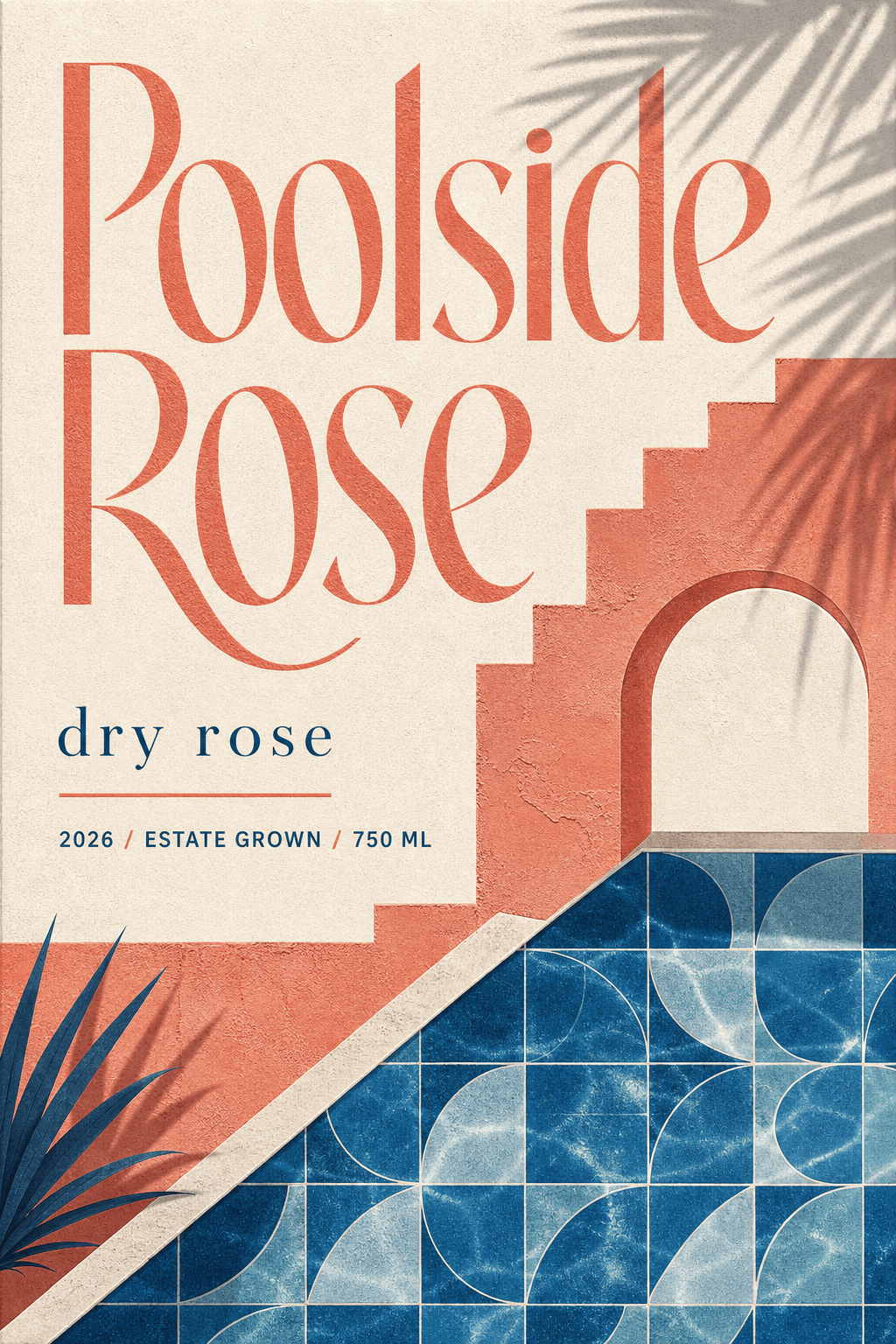 Poolside Rose wine label template
